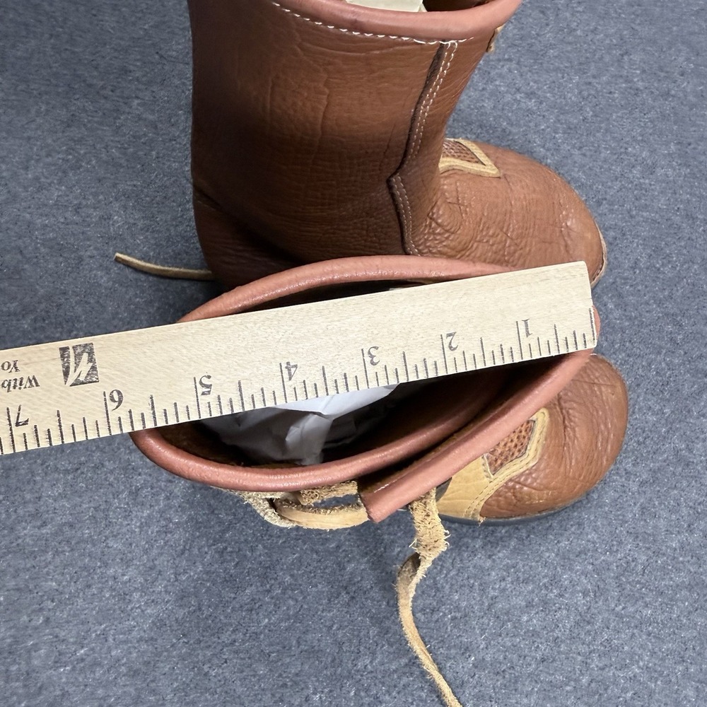 Vintage Leather Lace Up Boots Nautical Ship Buttons 1976 Vibram Mens 9.5W - Picture 9 of 11